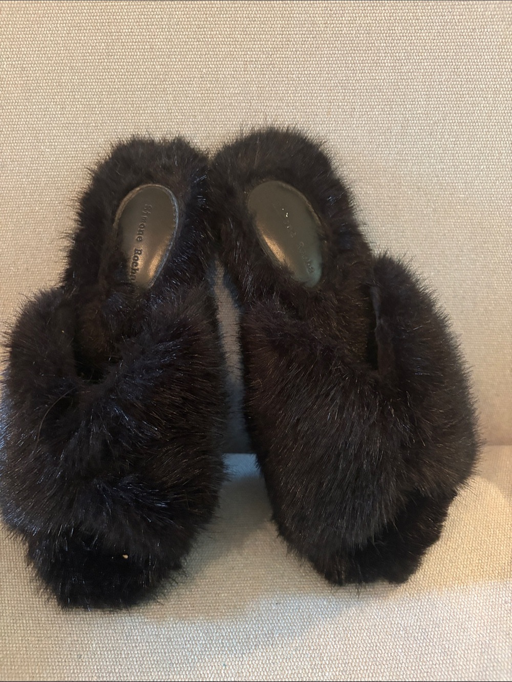 Simone Rocha Black Faux Fur Slide Slippers